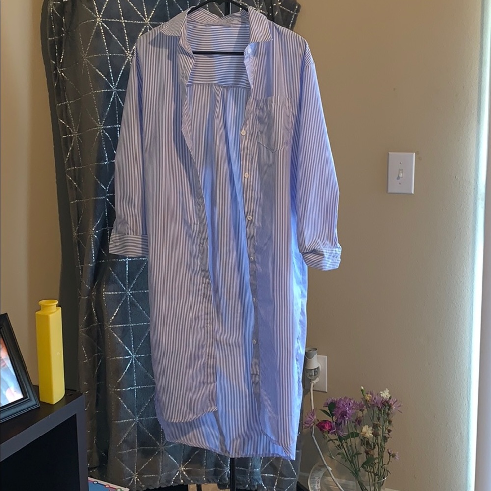 Blue Stripe Denim like Casual Dress
